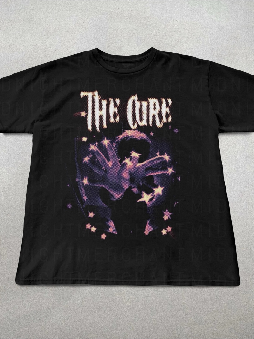 The Cure Stars Shirt, Gothic Rock Black Graphic Tee - Star Hands Design